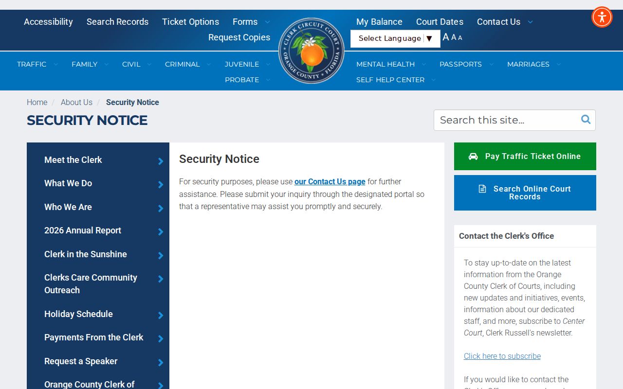 Orange County my eClerk court case search form